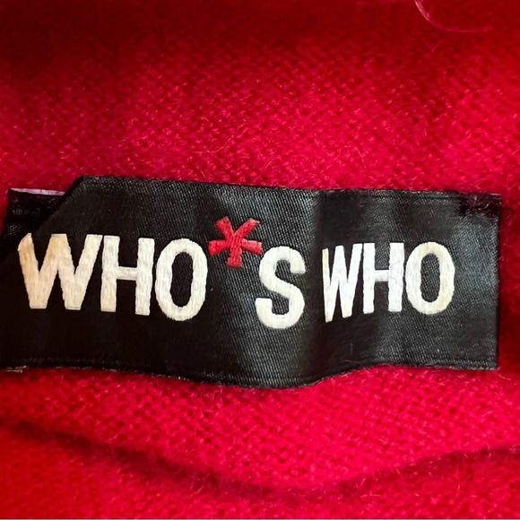 Who is Who Cashmere Red Mock Neck Sweater Size S Apres Ski Cabincore Cozy - Picture 7 of 11